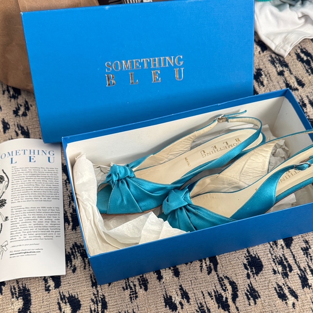 Something Bleu Bridal Turquoise Slingback Heels